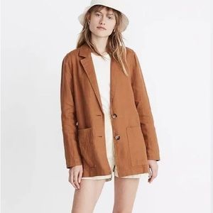 Madewell | linen dorset blazer in hickory brown